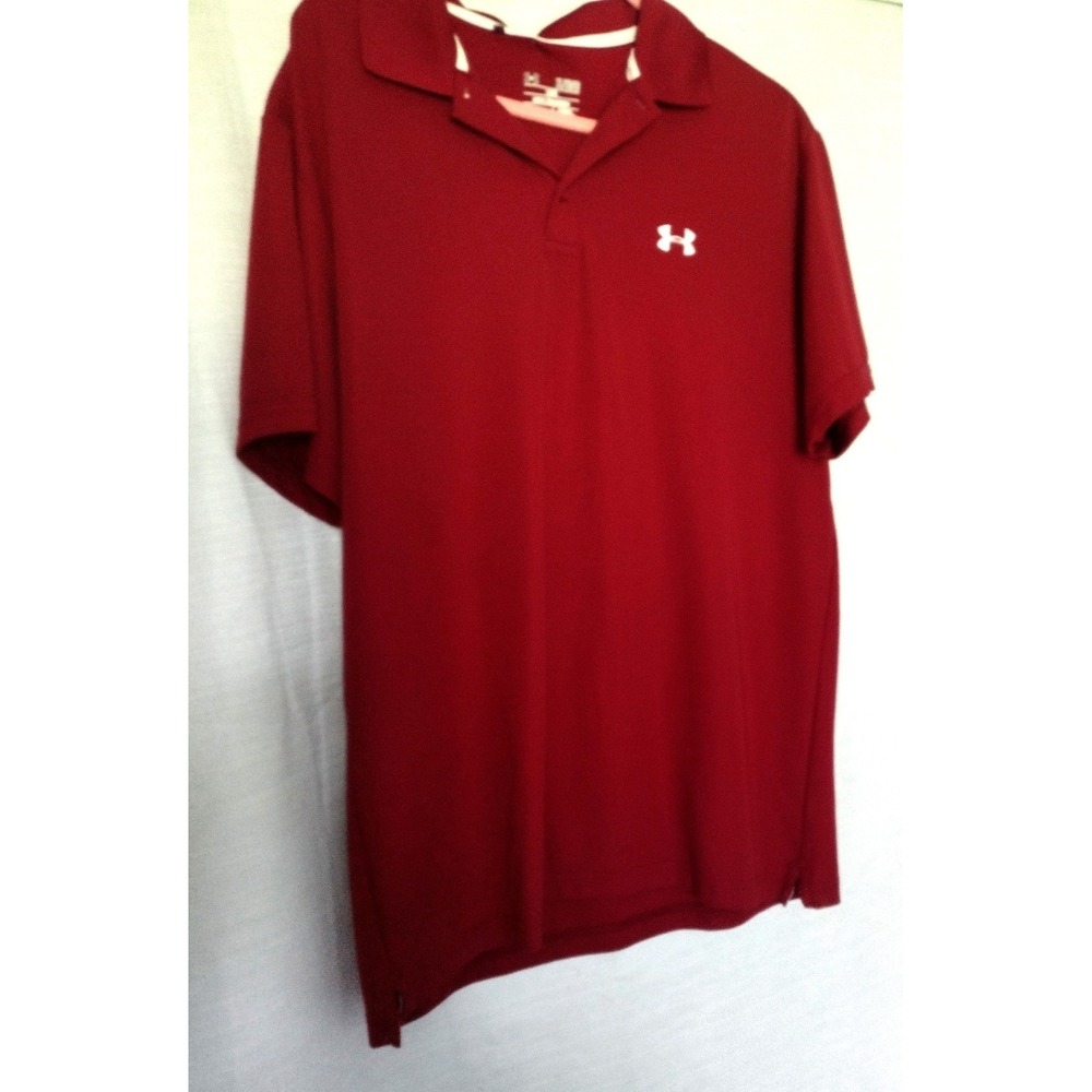 Under Armour Men's XL Loose Fit Performance Polo Shirt Dark Red Short Sleeve